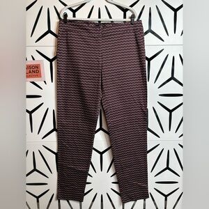 Long Tall Sally Burgundy Geometric Print Pants Straight Leg – Size 14
